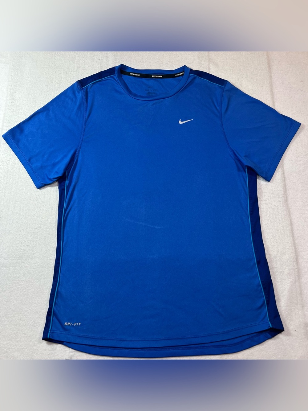 Nike Miler Dri-Fit Running Shirt Men Short Sleeve Training Top,Royal Blue,Small